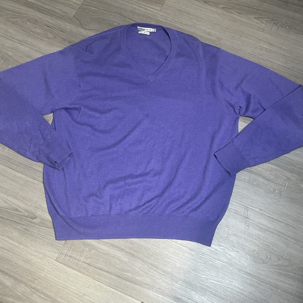 Peter Millar Sweater‎ Men's Large V-Neck Cashmere Blend Purple Golf Soft